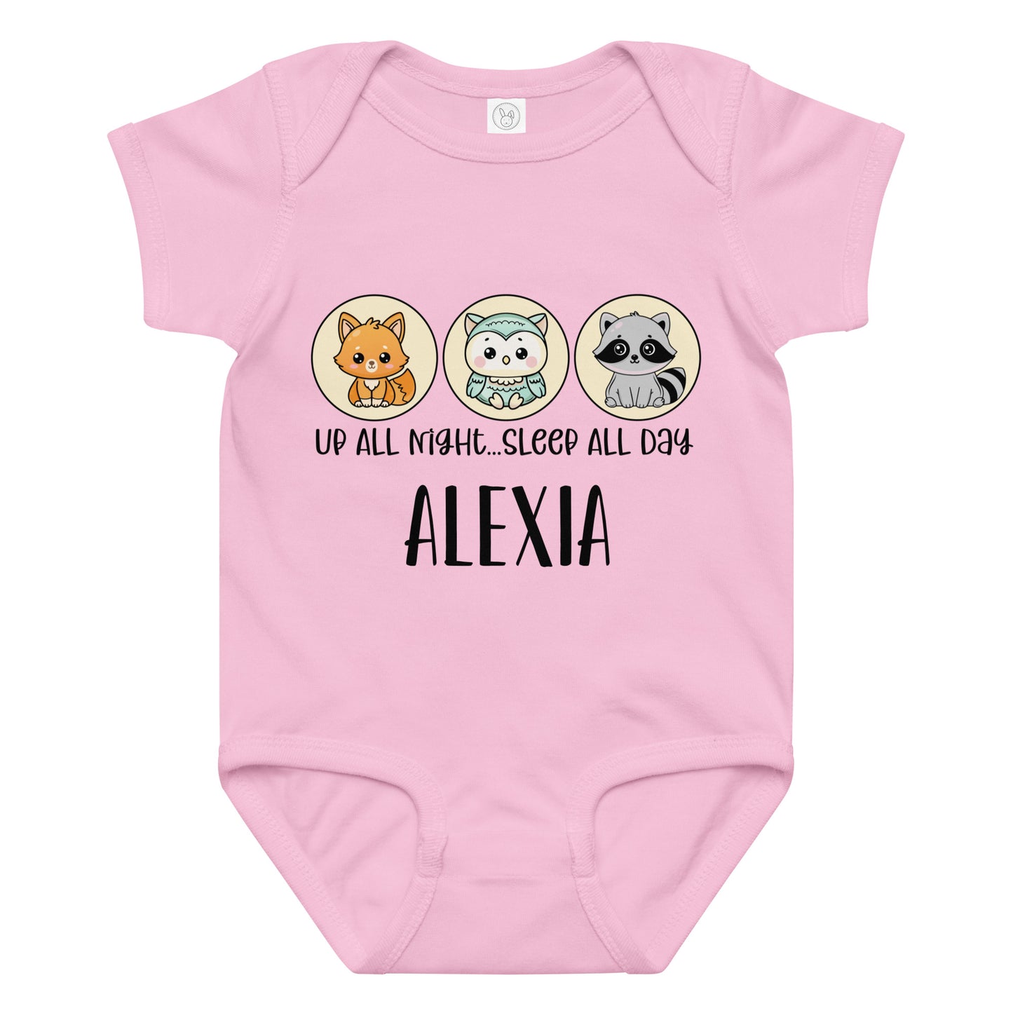 Personalized Up All Night Sleep All Day Nocturnal Animals Infant Bodysuit.