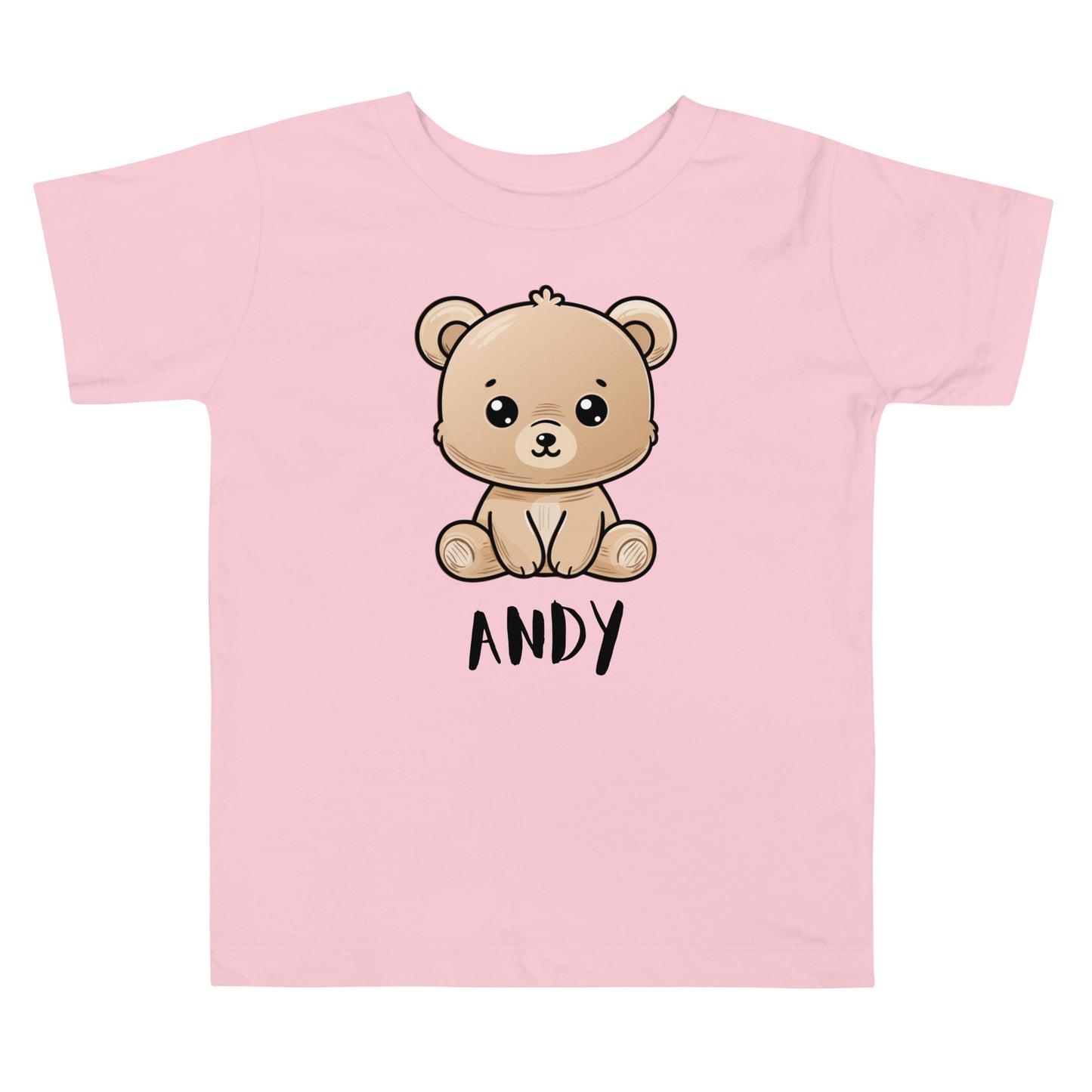 Personalized with child name below Teddy Bear on a unisex toddler t-shirt