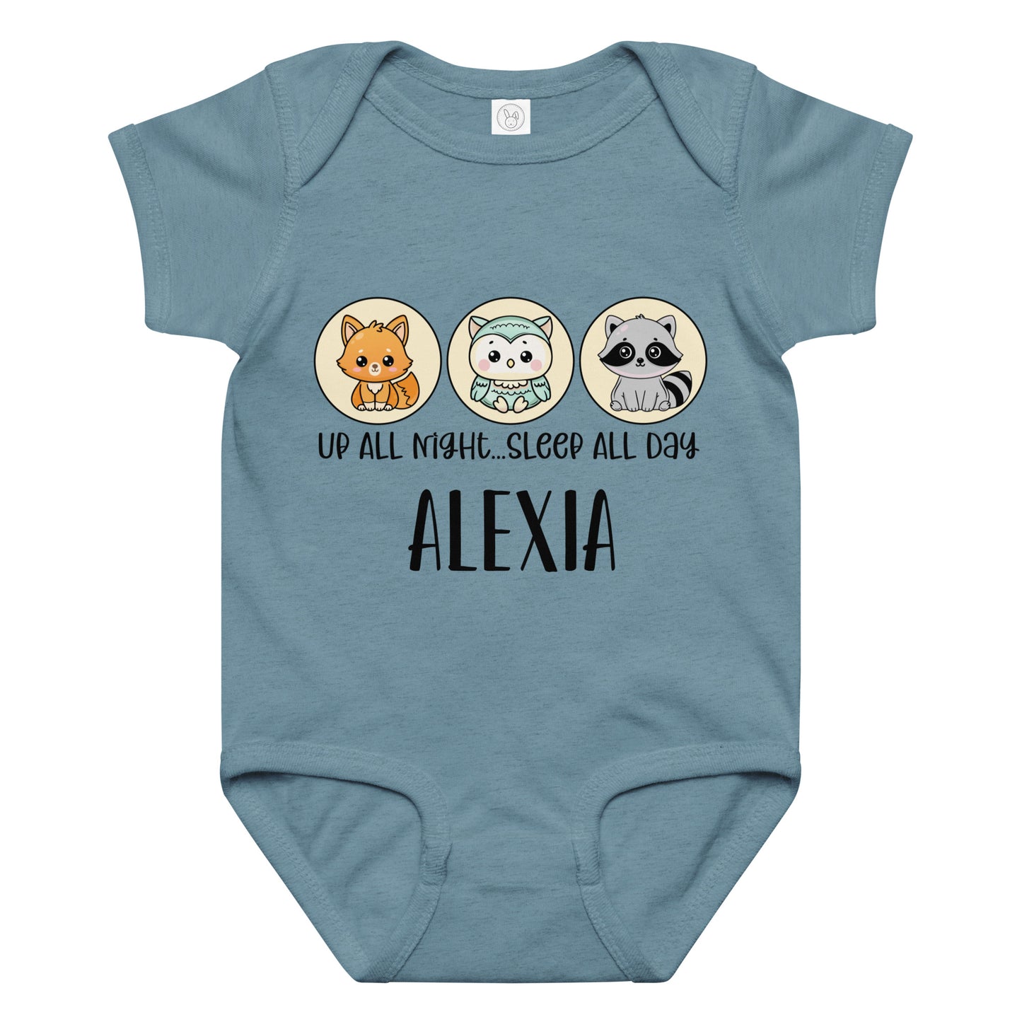 Personalized Up All Night Sleep All Day Nocturnal Animals Infant Bodysuit.