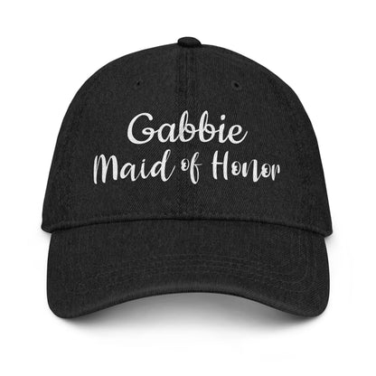 Personalized with name  Maid of Honor Denim Hat.