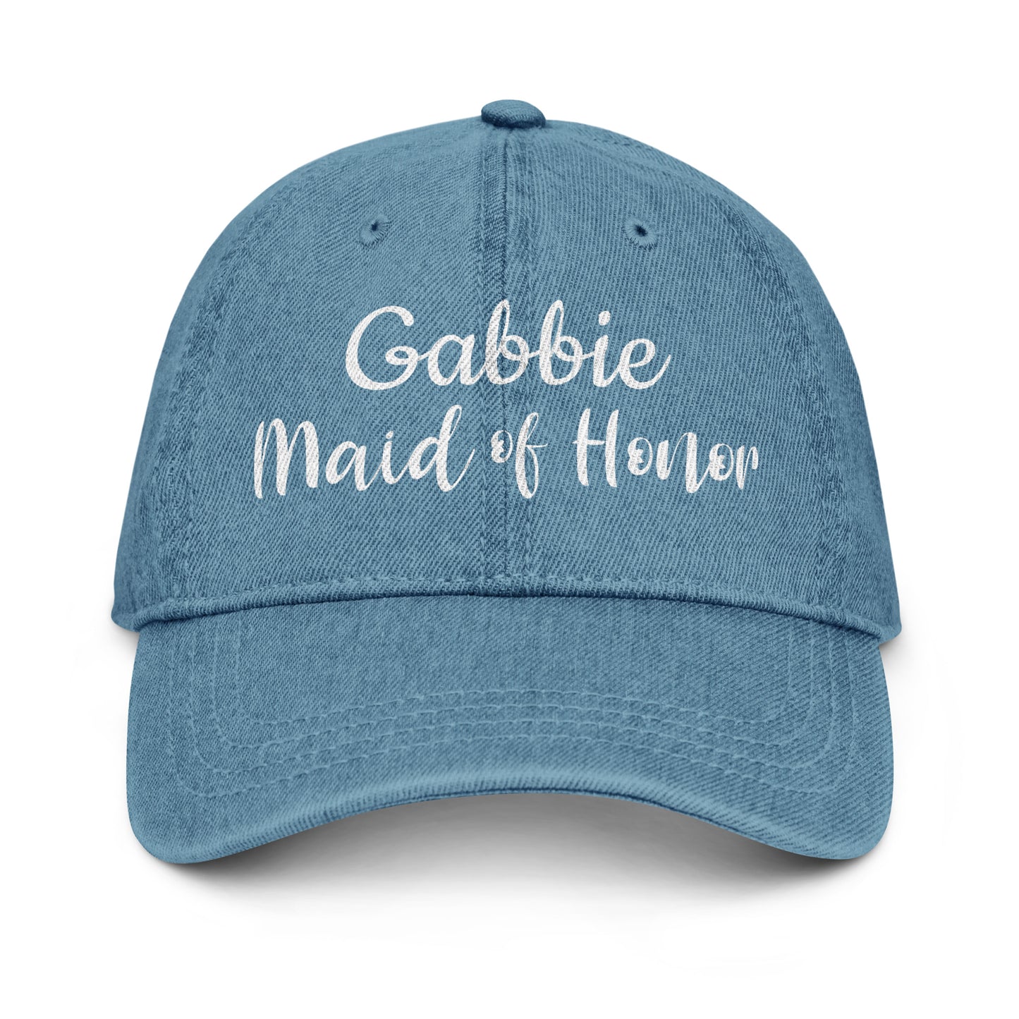 Personalized with name  Maid of Honor Denim Hat.
