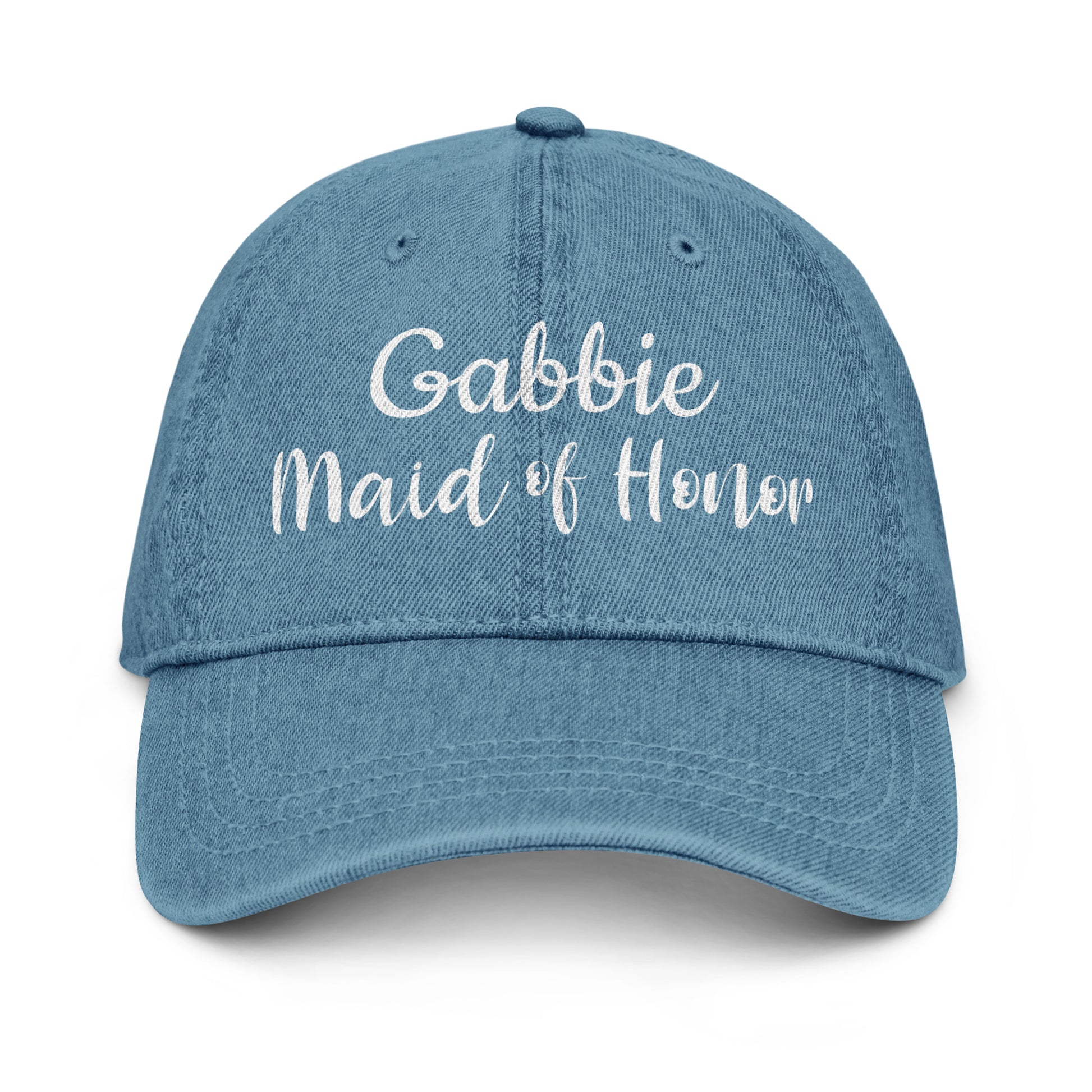 Personalized with name  Maid of Honor Denim Hat.