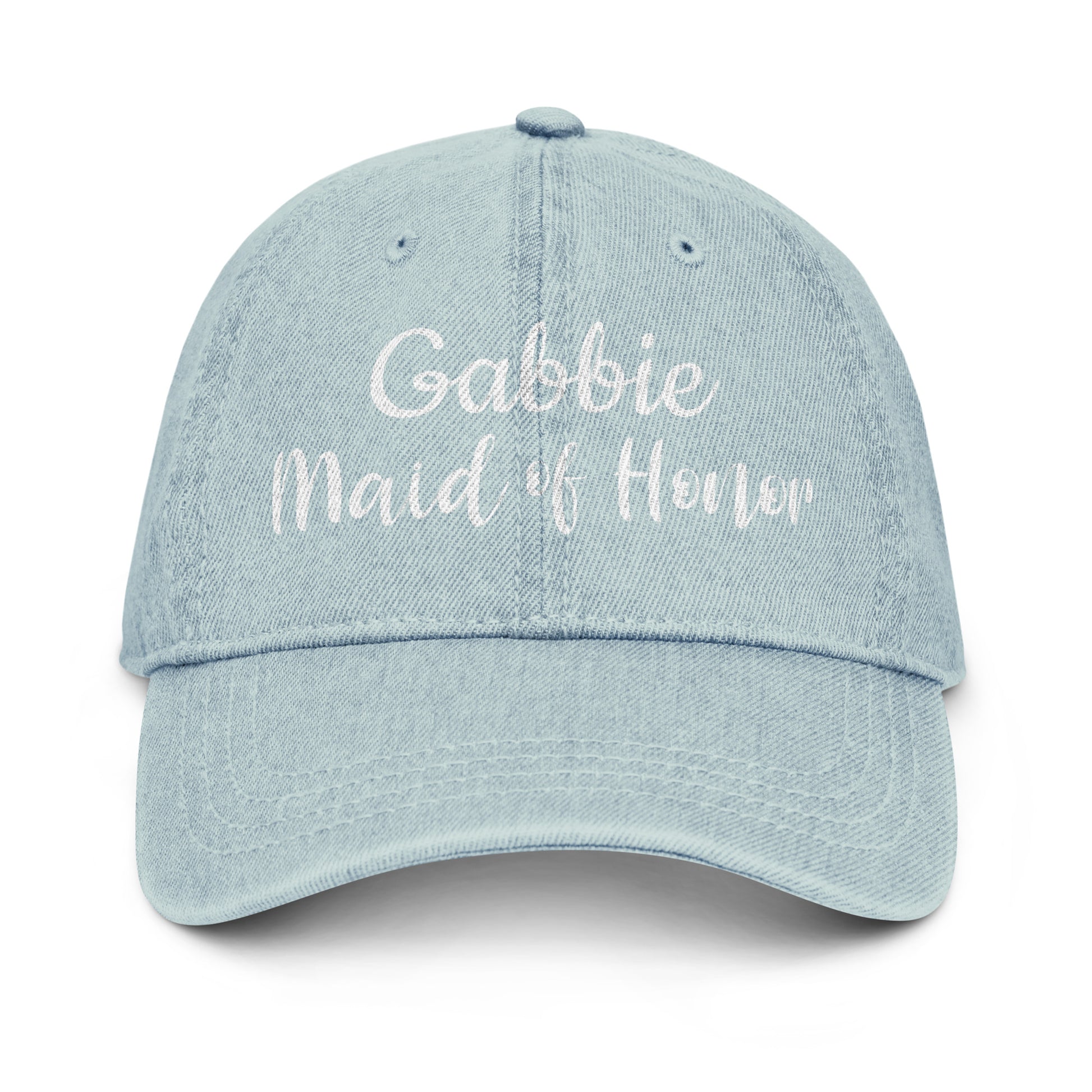 Personalized with name  Maid of Honor Denim Hat.