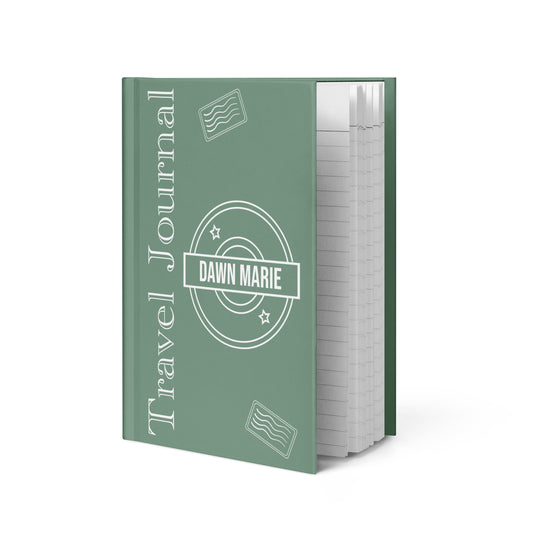 Personalized Travel Journal Stamp Design Hardcover with your name.