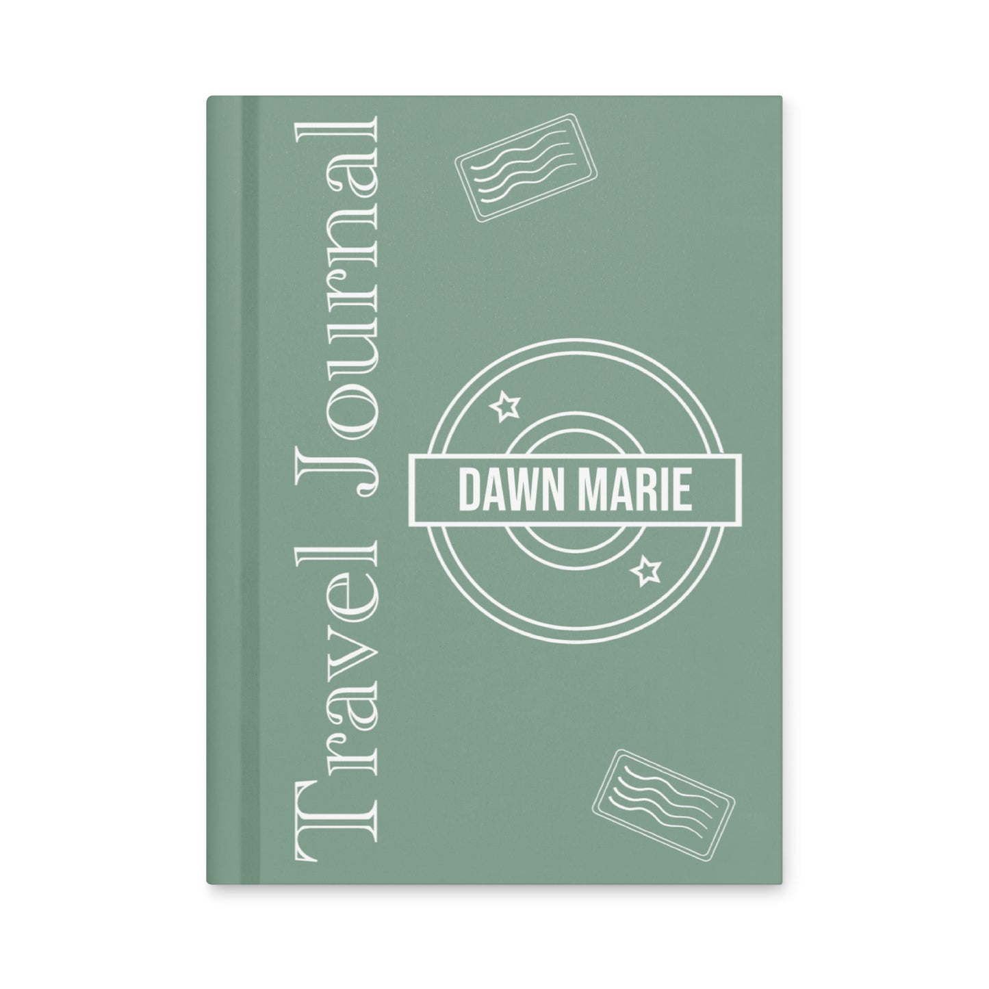 Personalized Travel Journal Stamp Design Hardcover with your name.