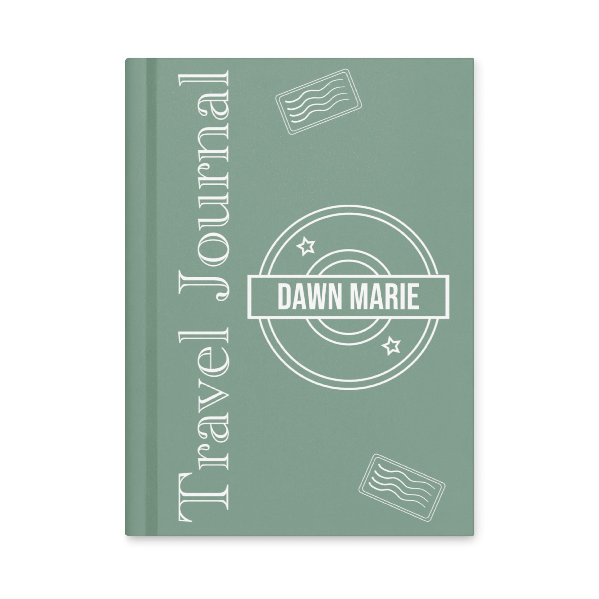 Personalized Travel Journal Stamp Design Hardcover with your name.