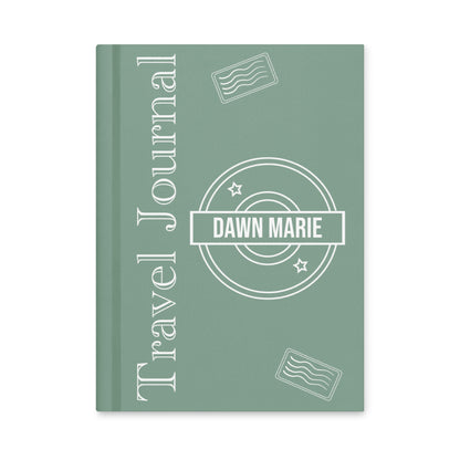 Personalized Travel Journal Stamp Design Hardcover with your name.