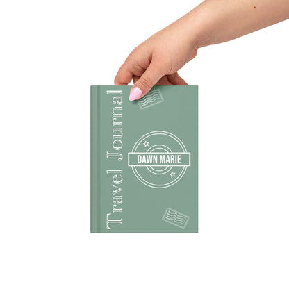 Personalized Travel Journal Stamp Design Hardcover with your name.