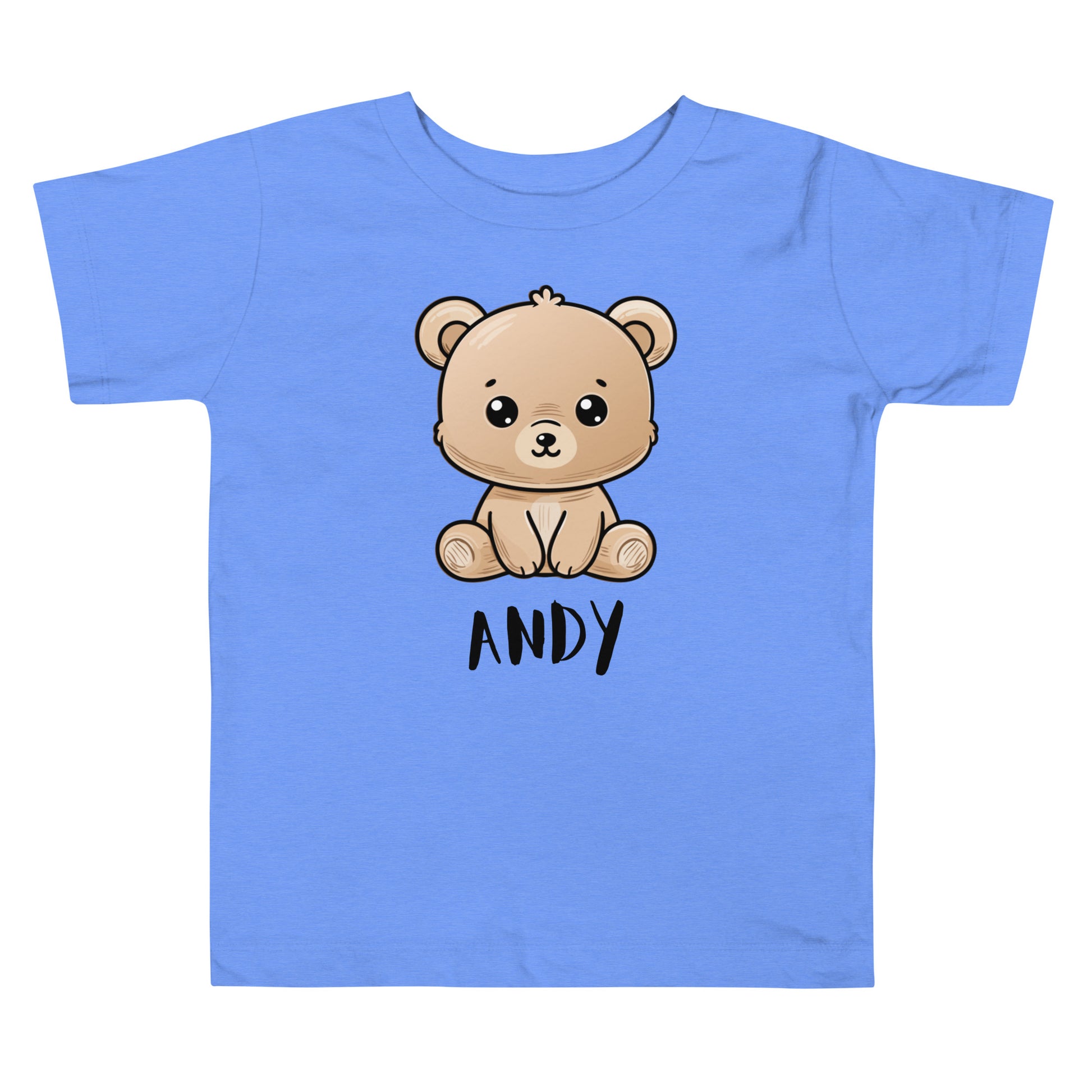 Personalized with child name below Teddy Bear on a unisex toddler t-shirt