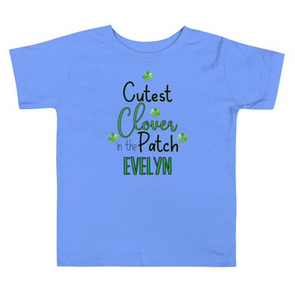 Cutest Clover in the Patch Personalized toddler t-shirt.