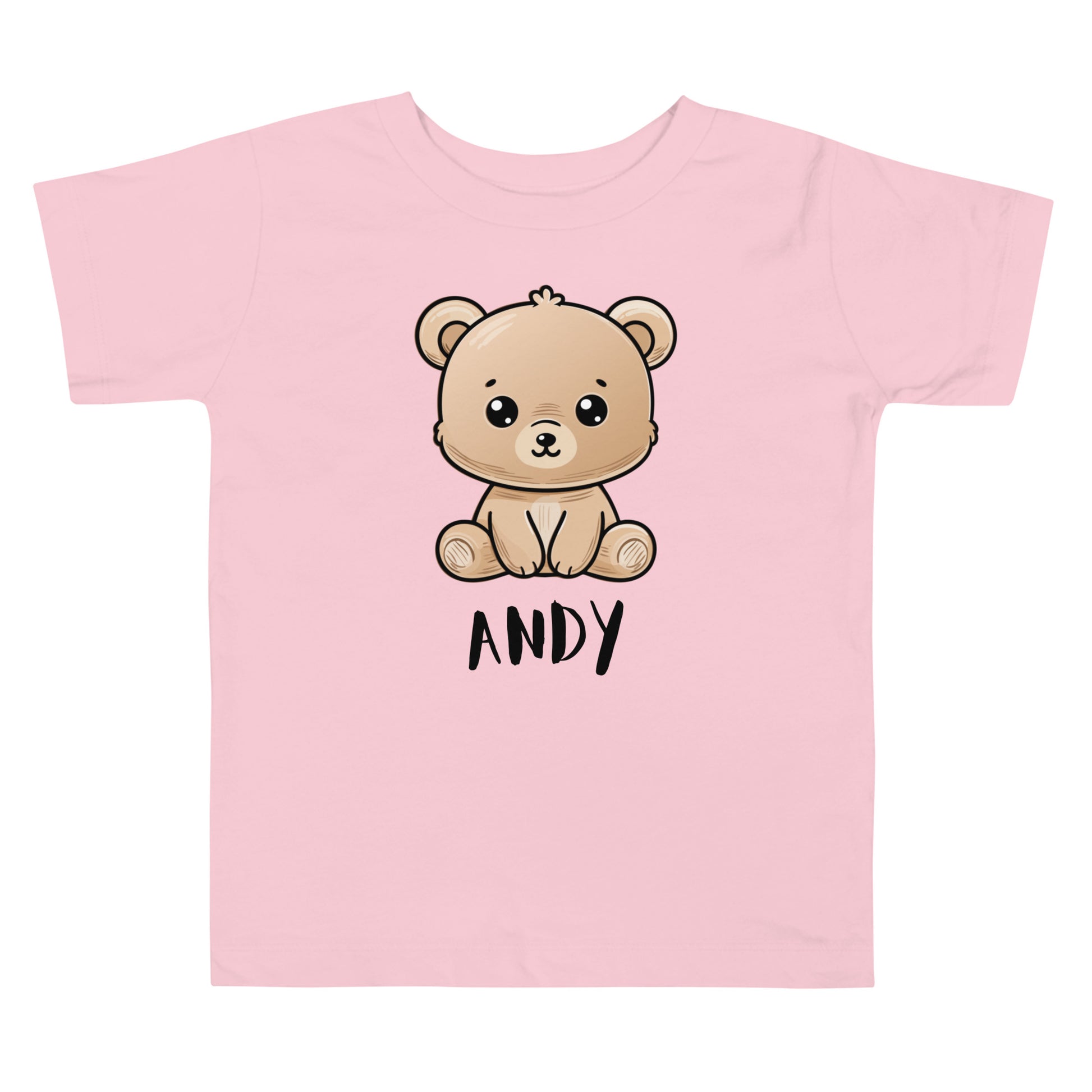 Personalized with child name below Teddy Bear on a unisex toddler t-shirt