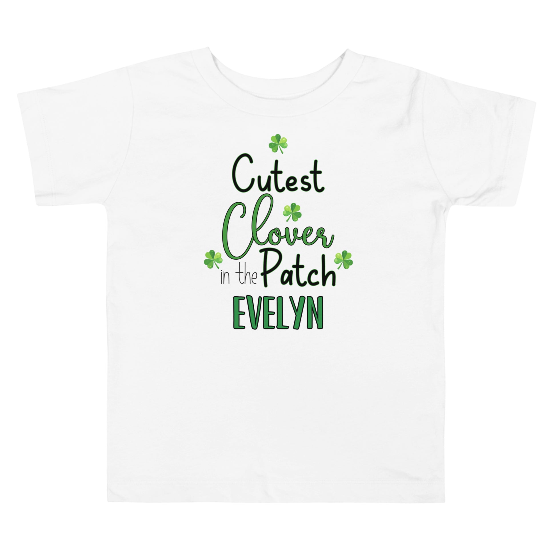 Cutest Clover in the Patch Personalized toddler t-shirt.