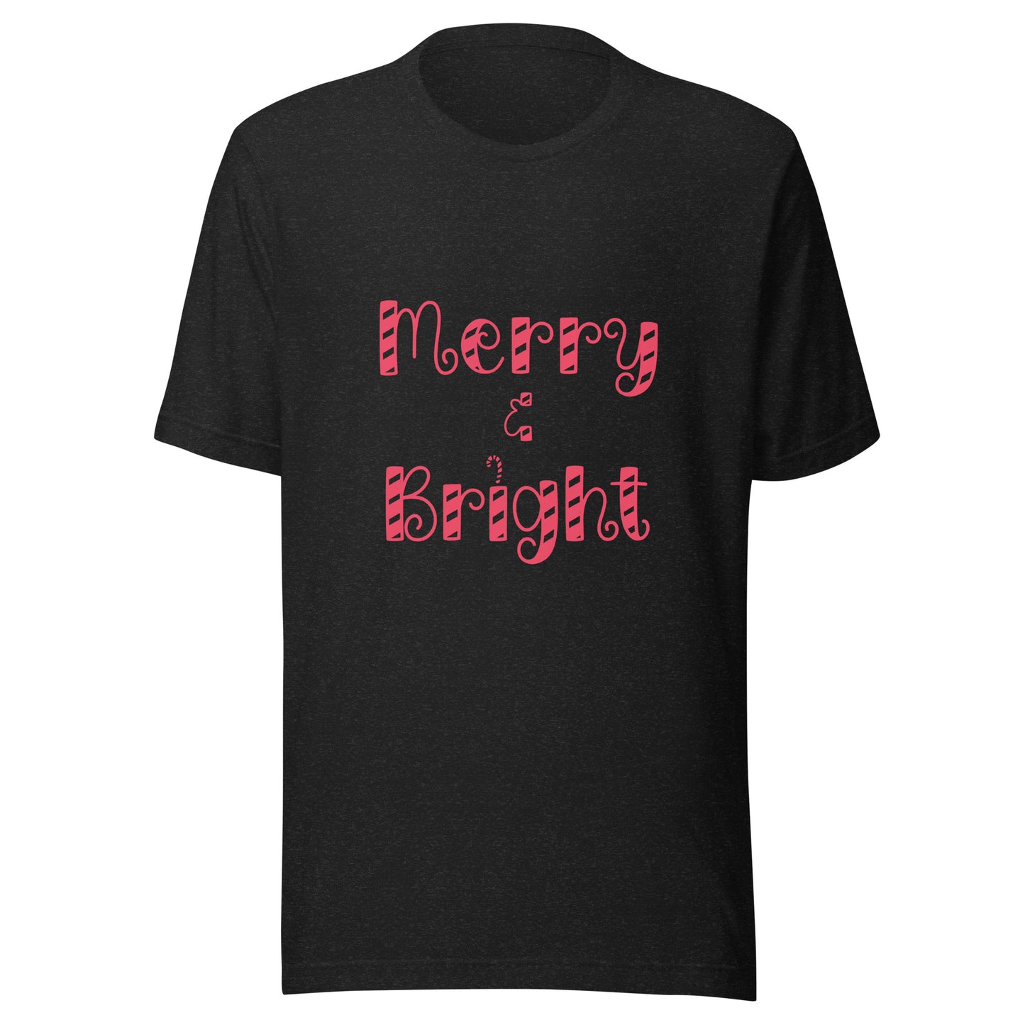 Merry & Bright typography Christmas Unisex T-shirt in black.