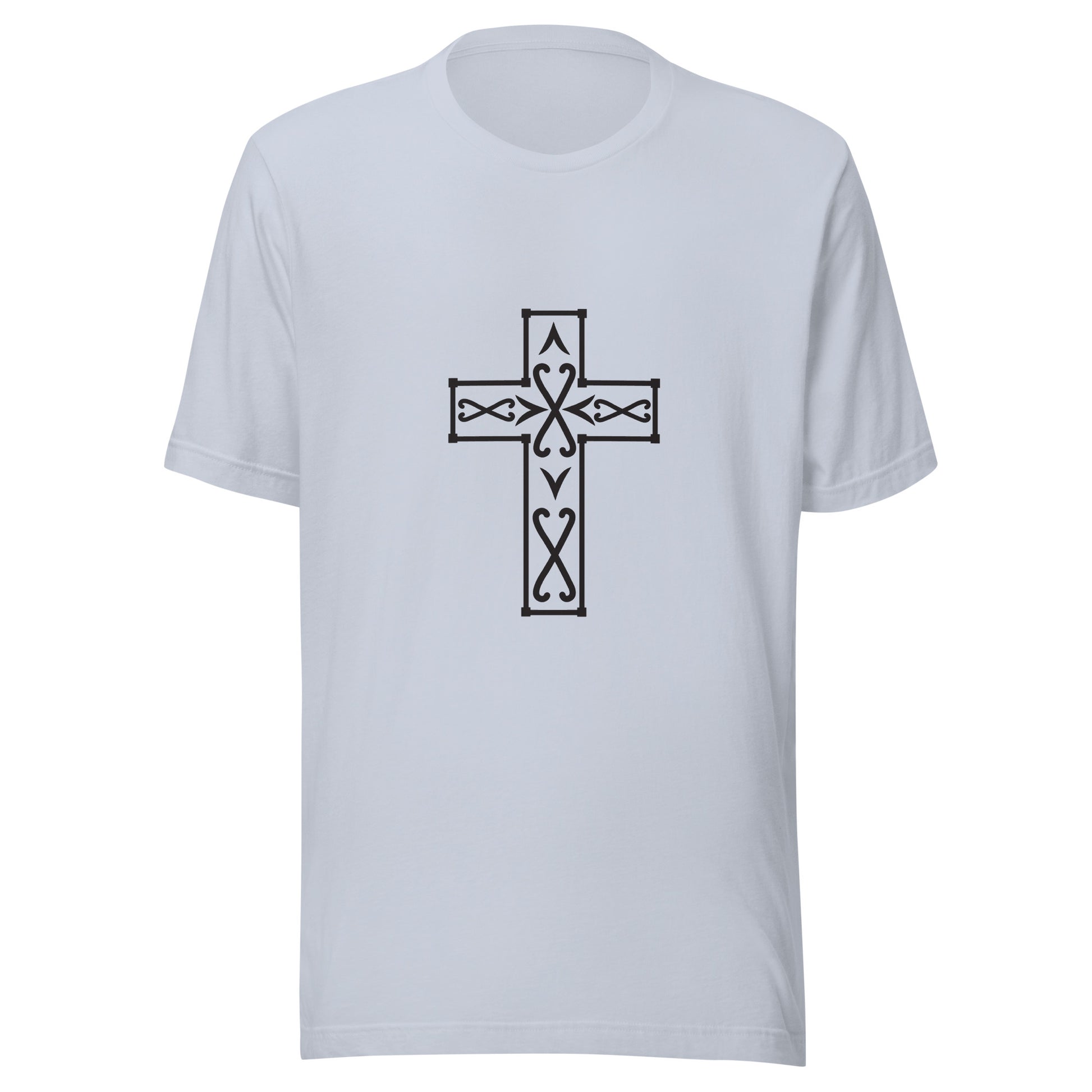 Light blue Ornate Christian Cross Unisex T-Shirt.