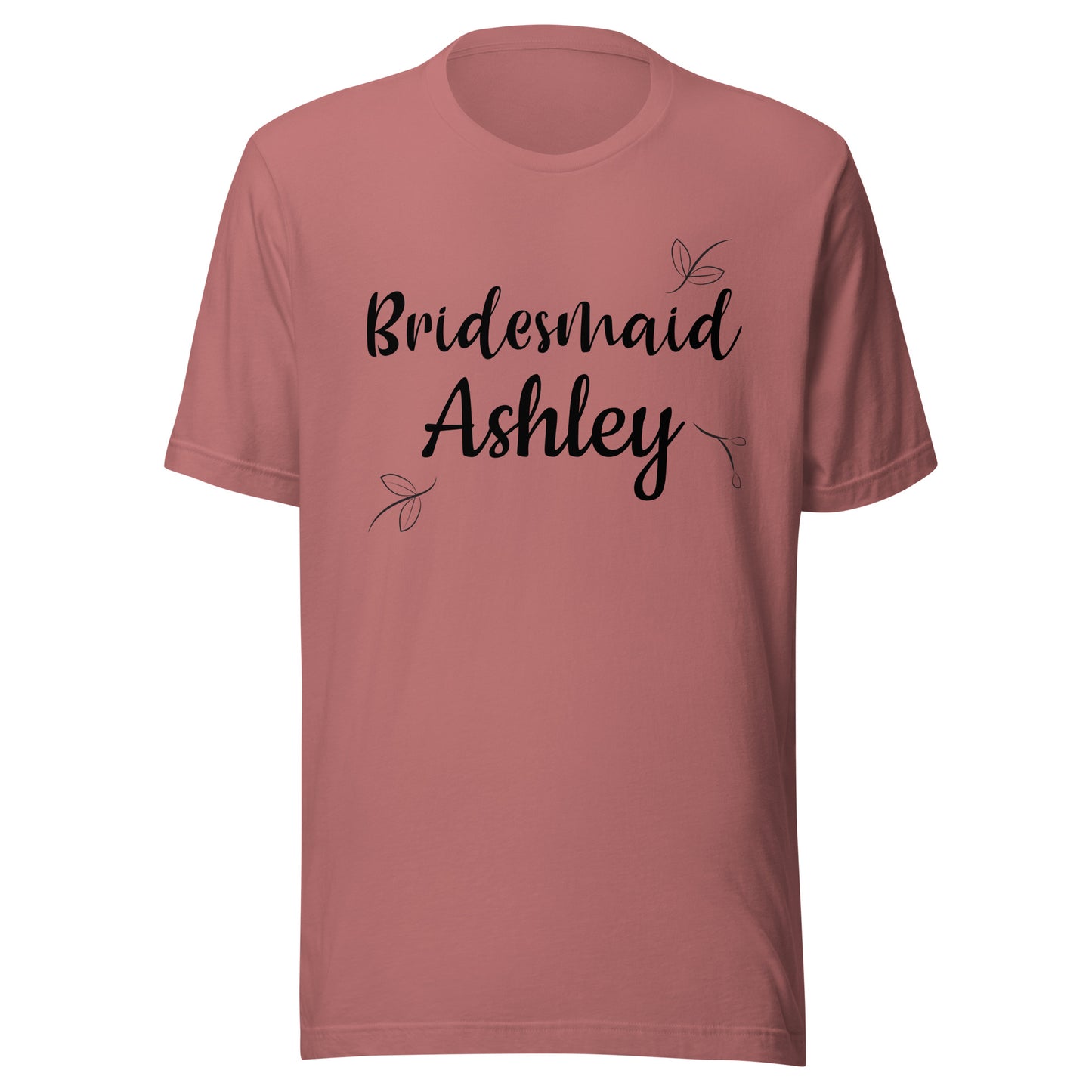 Personalized with name Bridesmaid t-shirt great for bachelorette party.