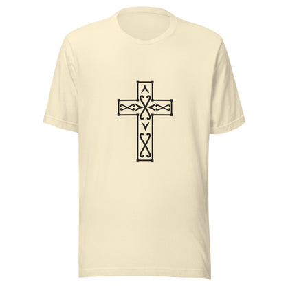 Natural Ornate Christian Cross Unisex T-Shirt.
