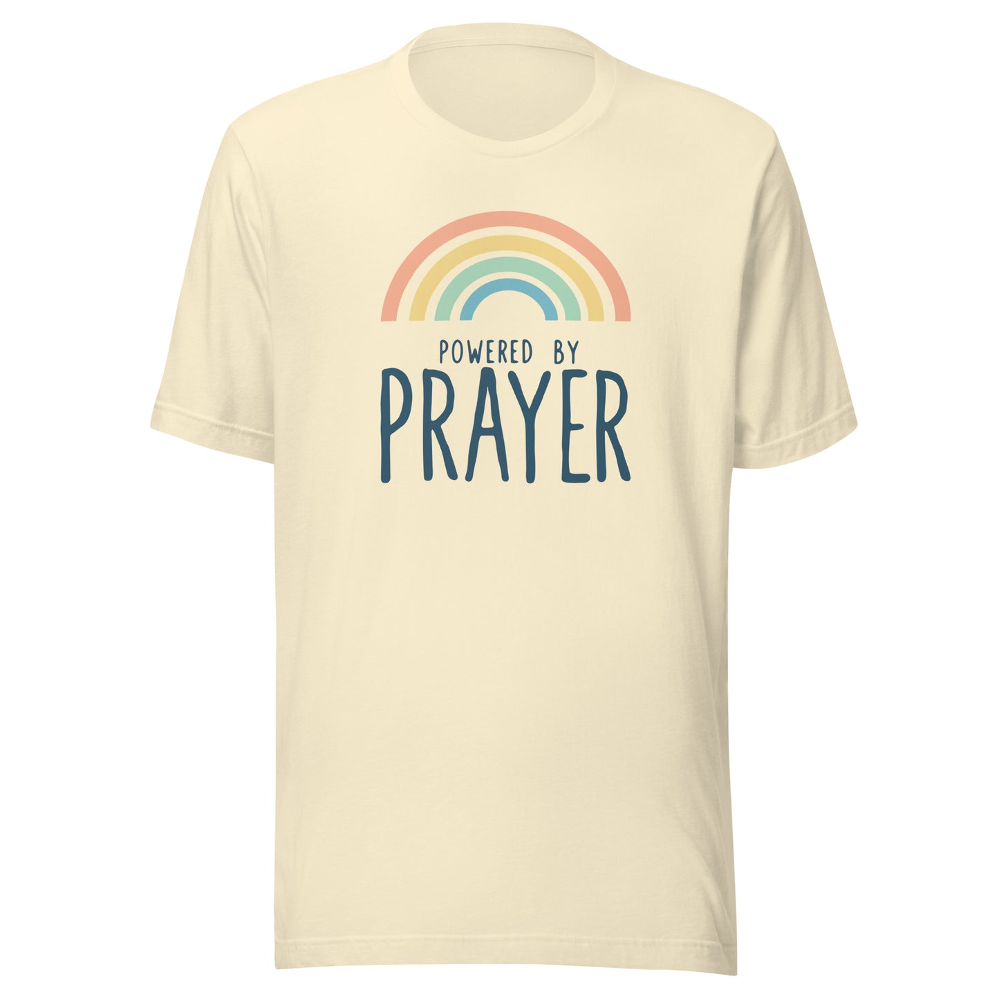 Pastel Rainbow Powered By Prayer Unisex t-shirt.