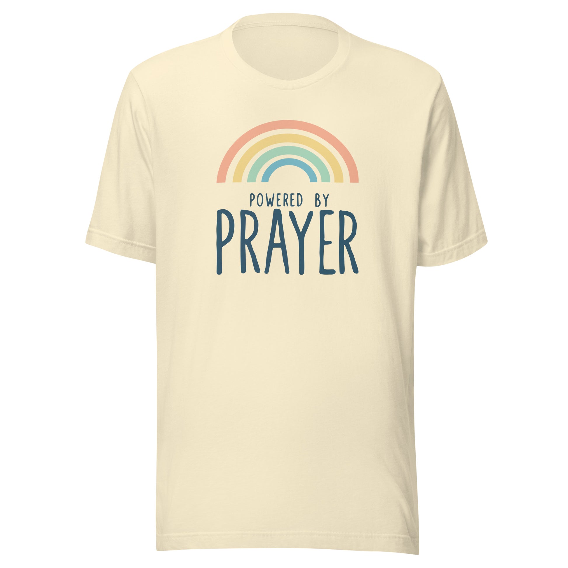 Pastel Rainbow Powered By Prayer Unisex t-shirt.