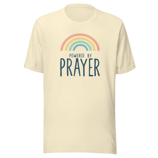 Pastel Rainbow Powered By Prayer Unisex t-shirt.