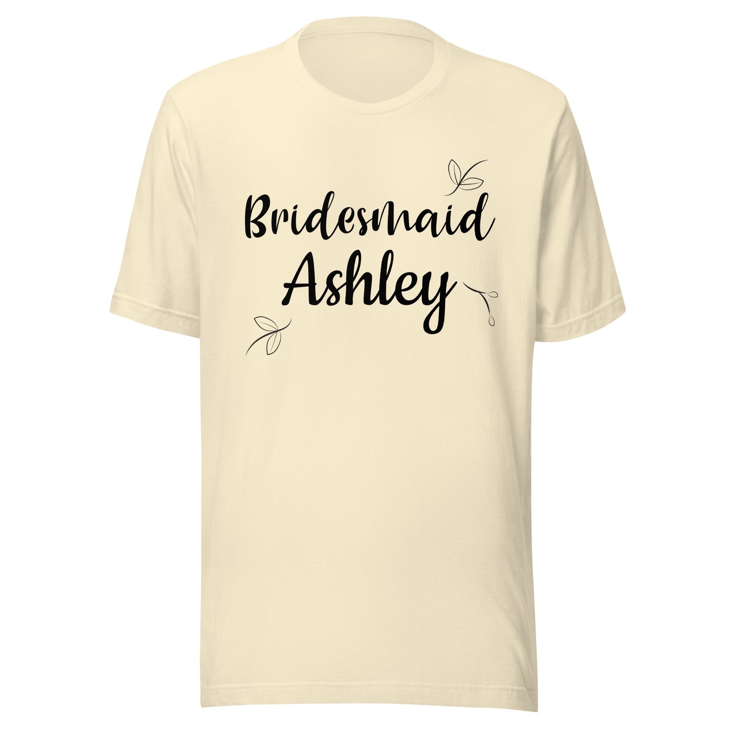 Personalized with name Bridesmaid t-shirt great for bachelorette party.