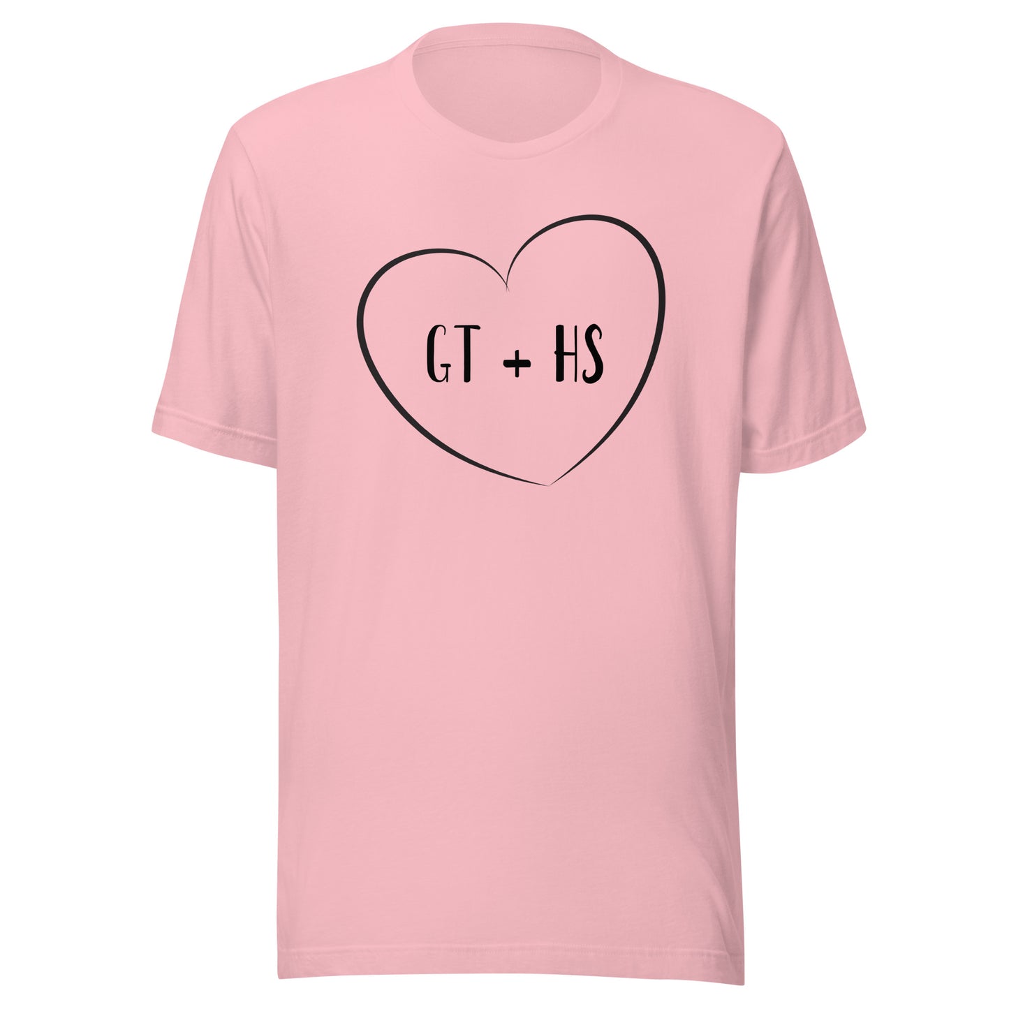 Personalized Initials in Valentine's Heart on a Unisex short sleeve t-shirt.