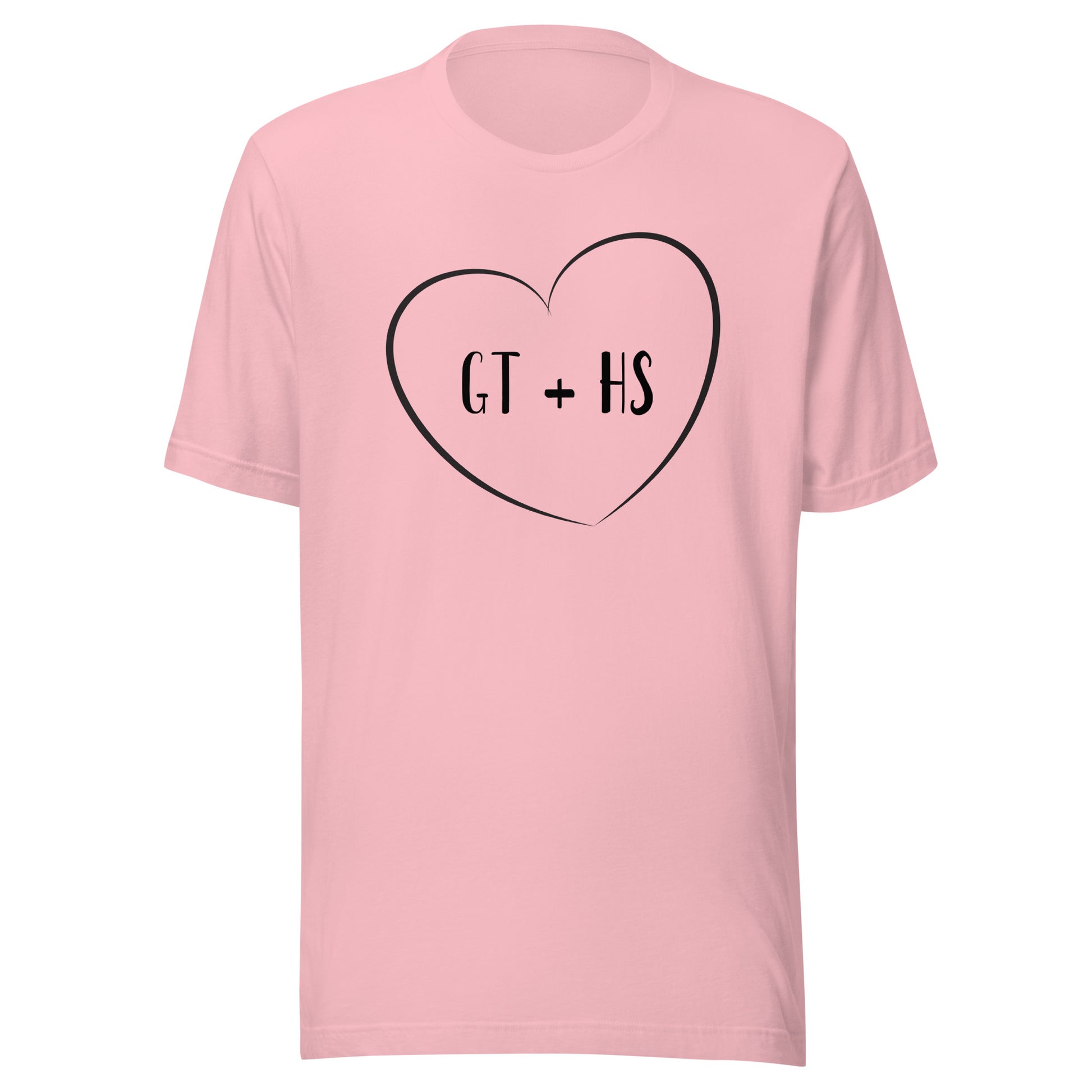 Personalized Initials in Valentine's Heart on a Unisex short sleeve t-shirt.