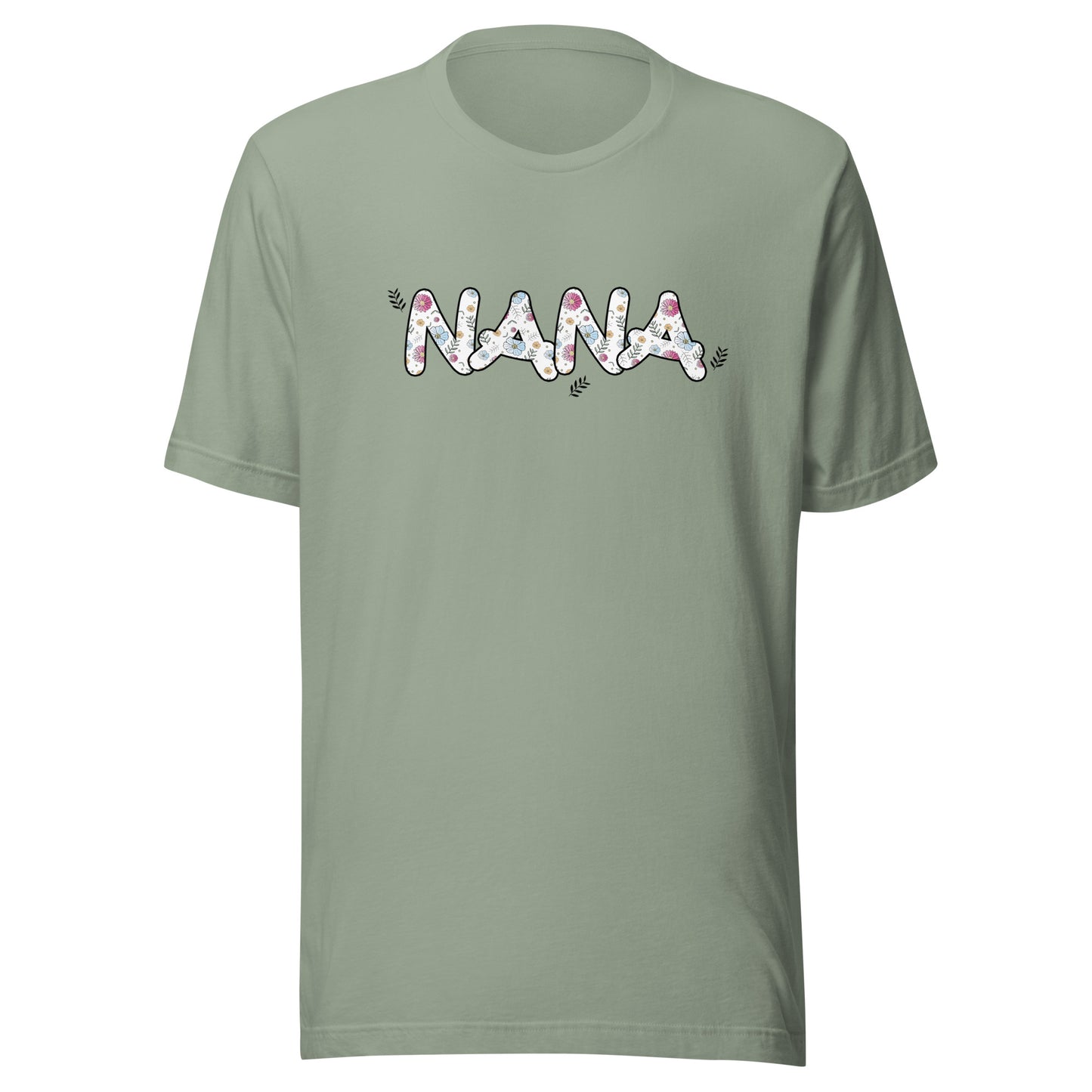 Sage Short sleeve unisex t-shirt that says Nana on the front.