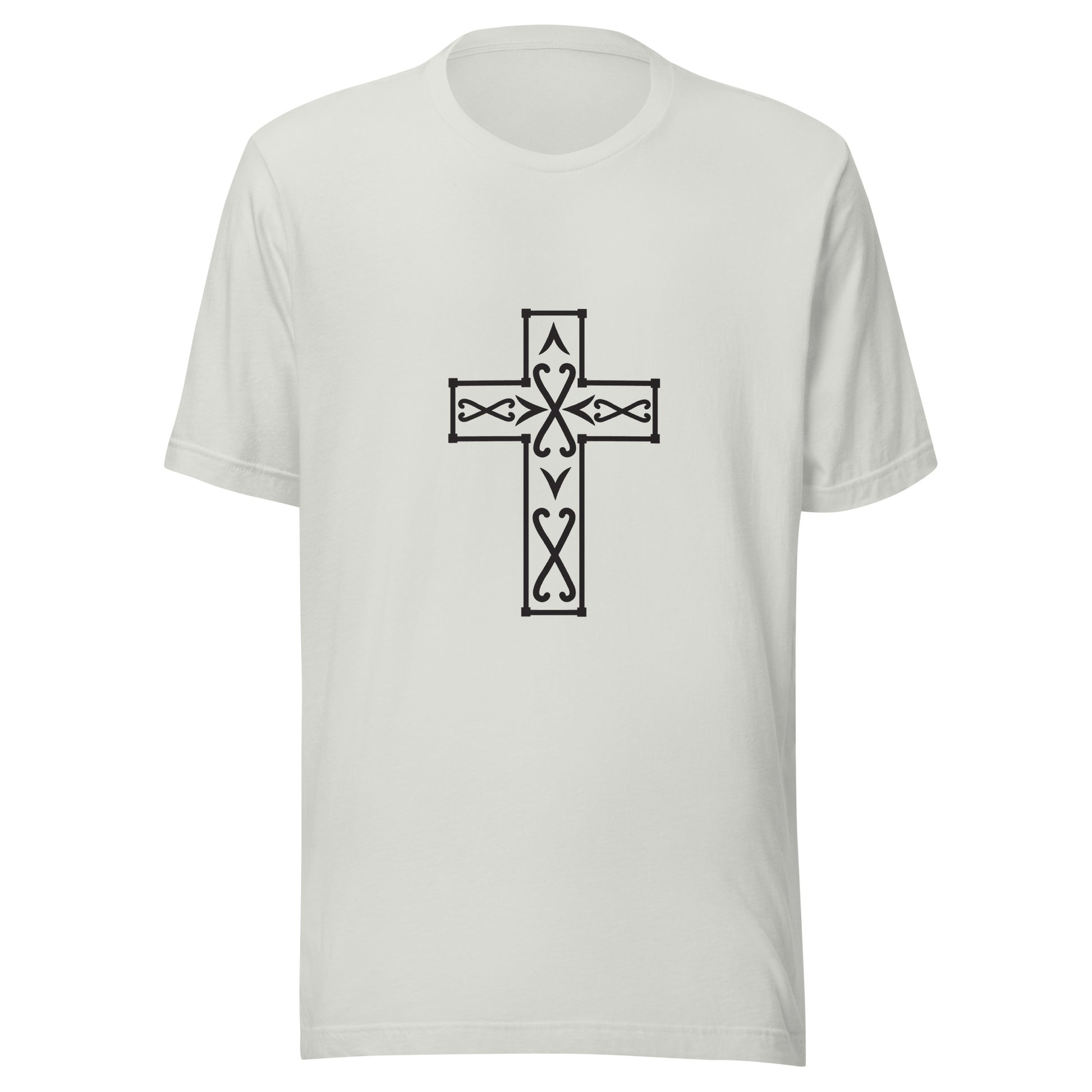 Silver Ornate Christian Cross Unisex T-Shirt.