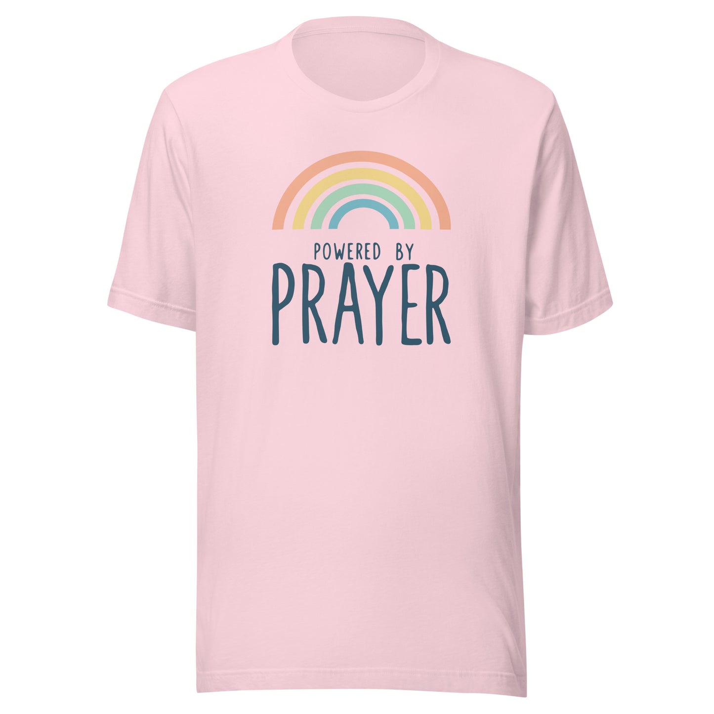 Pastel Rainbow Powered By Prayer Unisex t-shirt.