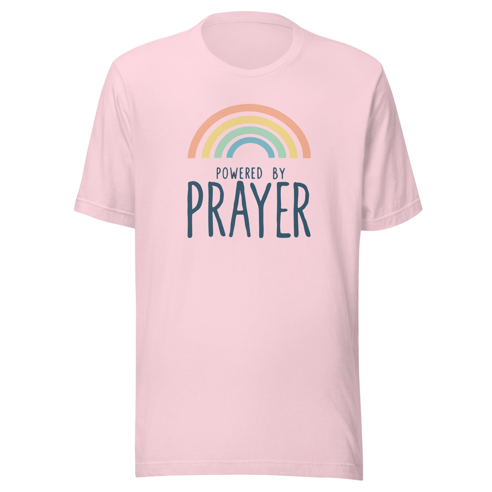 Pastel Rainbow Powered By Prayer Unisex t-shirt.