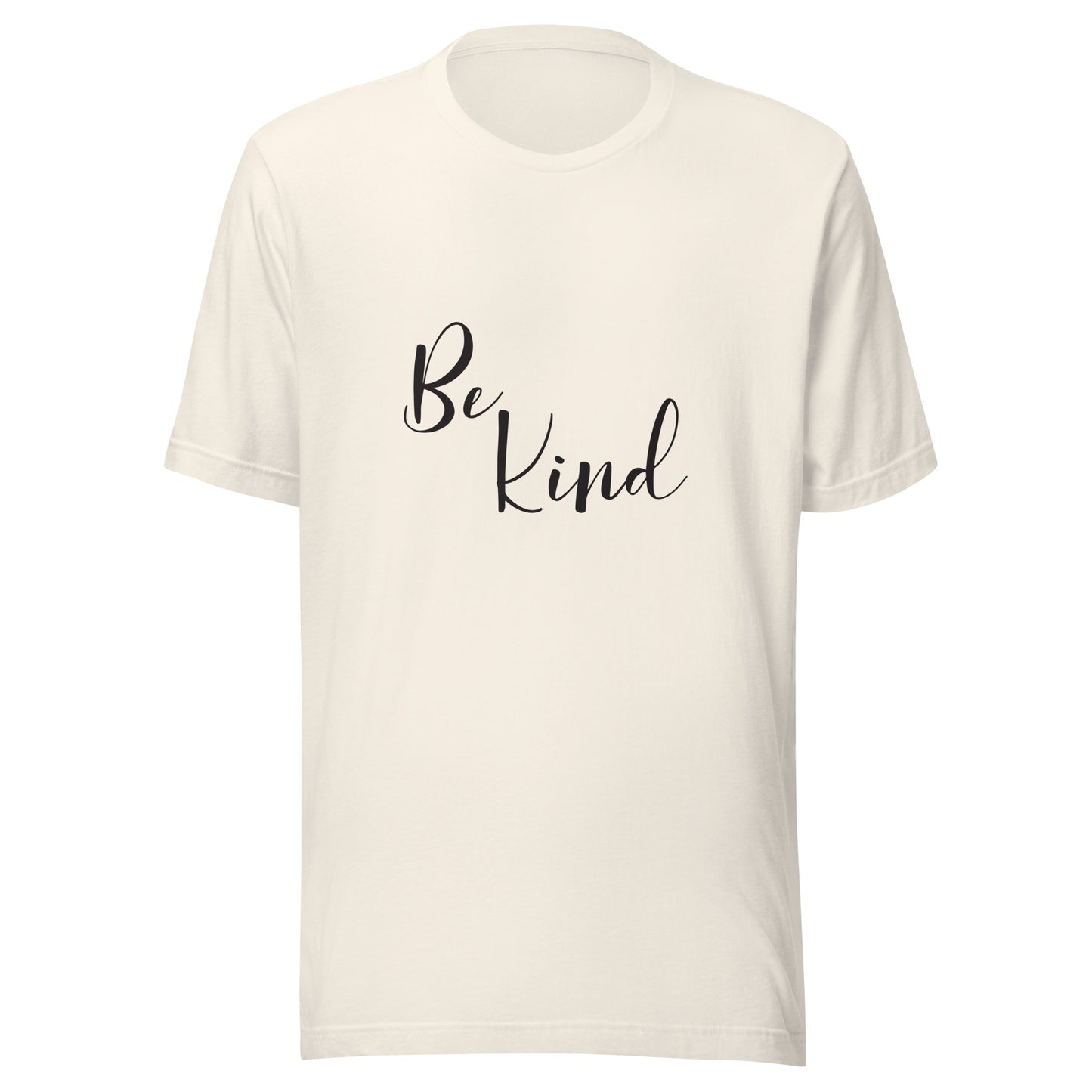 Vintage white unisex short sleeve t-shirt that says 'Be Kind'.