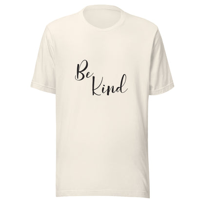 Vintage white unisex short sleeve t-shirt that says 'Be Kind'.