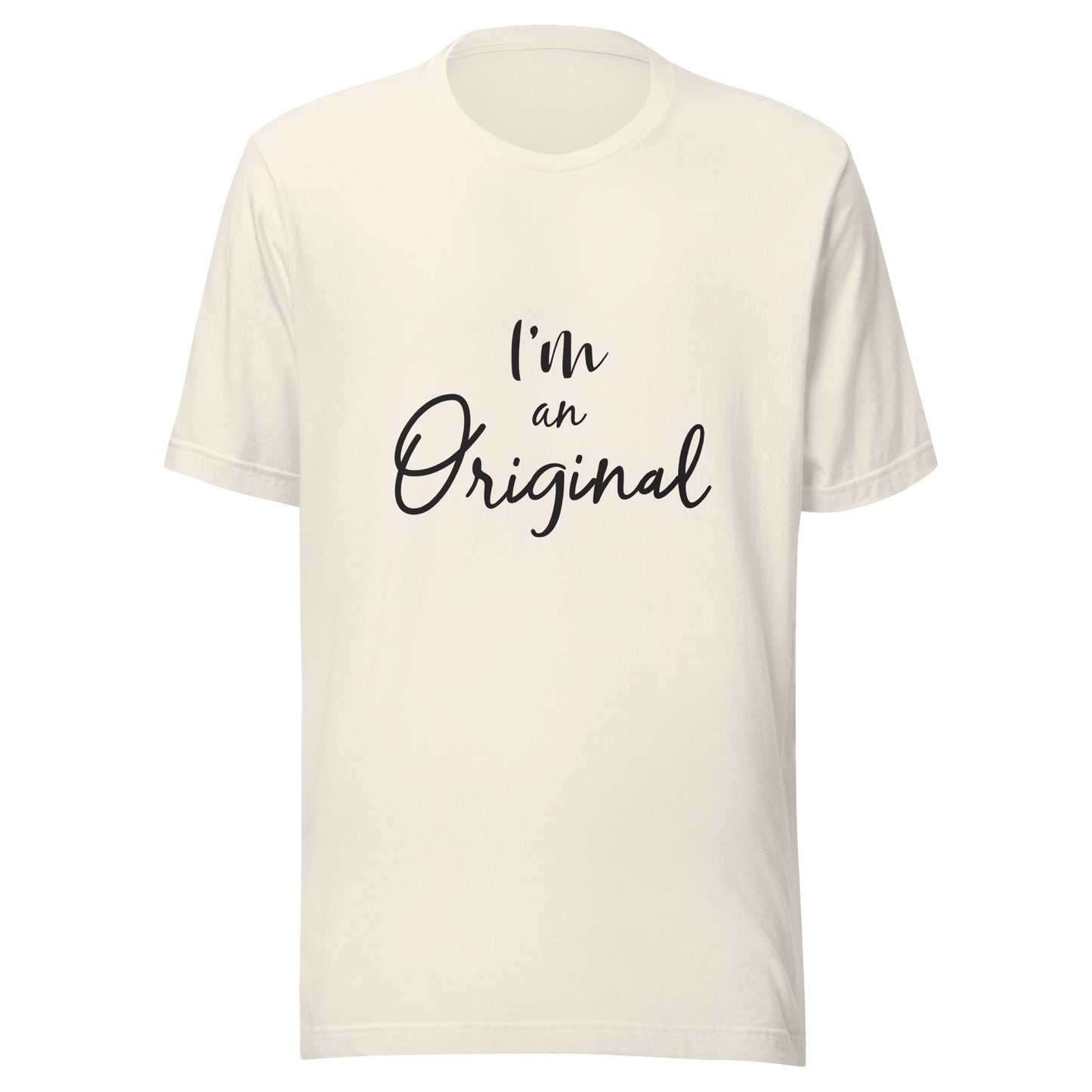 Vintage white unisex short sleeve t-shirt that states 'I'm an Original'.
