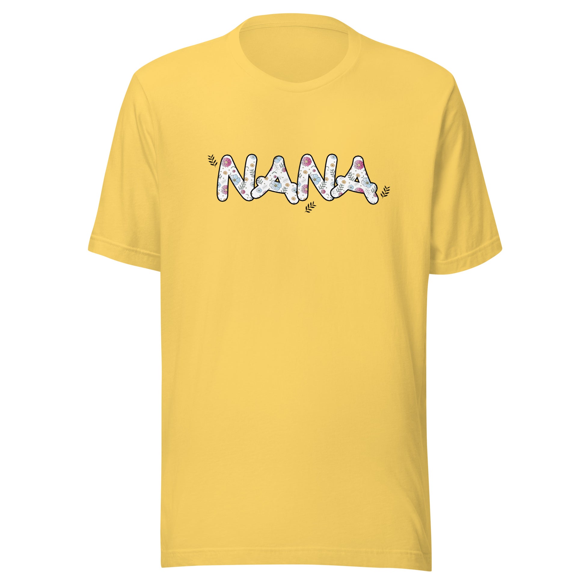 yellow Short sleeve unisex t-shirt that says Nana.
